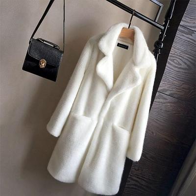 Fashionable Plus Size Thick Fur Coat Imitation Mink Fur Slim Mid-length Coat