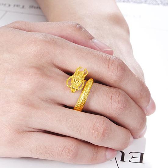 Vintage öppen gravyr män drak form dominerande ring