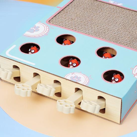 Interaktives Katzenspielzeug Wellpappe Kratzbrett Whack-a-Mole Katzenerweiterungsspielzeug für Wohnungskatzen Unterhaltung