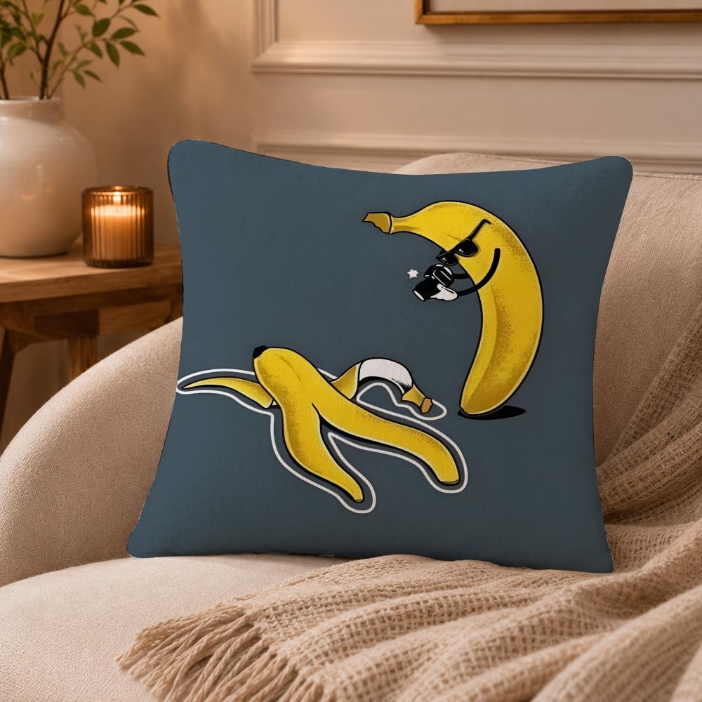 banana Cushion Cover Anti-dustmite Pillowcase Invisible zipper silky short plush Sofa cushion cover