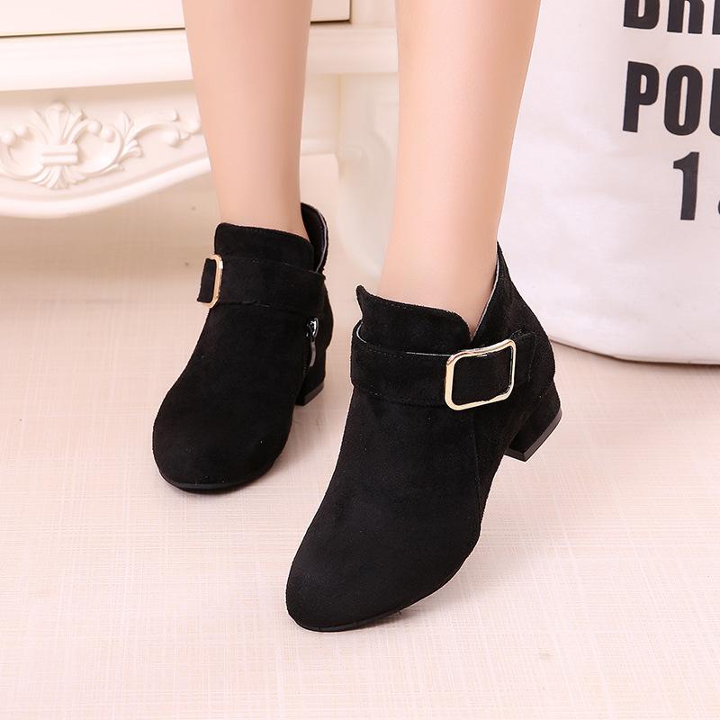 

Трендовые элегантные ботильоны на высоком каблуке на молнии для девочек, легкие нескользящие ботинки для путешествий в помещении и на открытом воздухе, весна и осень 27 чёрный