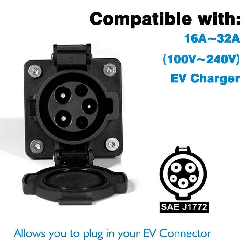 16A J1772 Type1 to Schuko Socket EV Charger Adapter Cable, Portable Charging Connector for E-Bike, Scooter, One Wheel