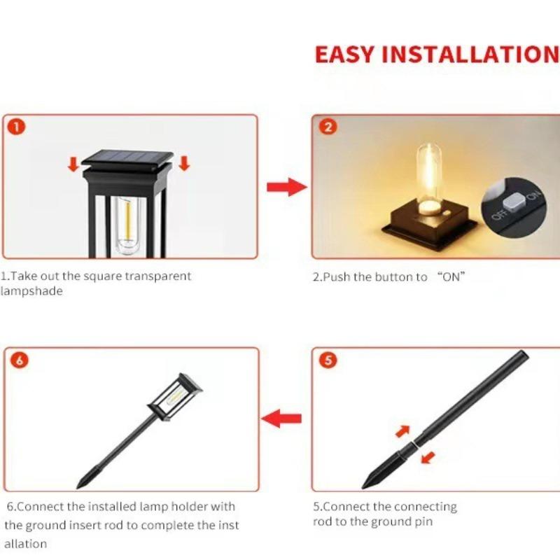 1/2PCS Solar Garden Light Waterproof Outdoor Tungsten Lawn Stake Lamp for Yard Pathway Patio Home Landscape Decoration Lighting