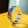 Lucky Transfer Retro Vajra Pestle Six-character Mantra Ring for Men and Women, Open Personality Niche Original S925 Sterling Silver