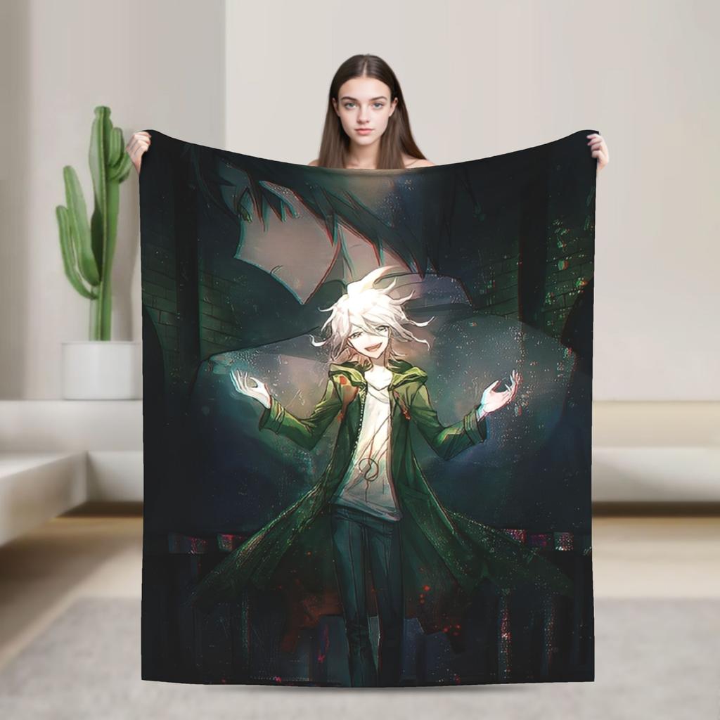 Danganronpa Nagito Komaeda Flannel Blankets Game Anime Novelty Throw Blanket for Home 125*100cm Warm