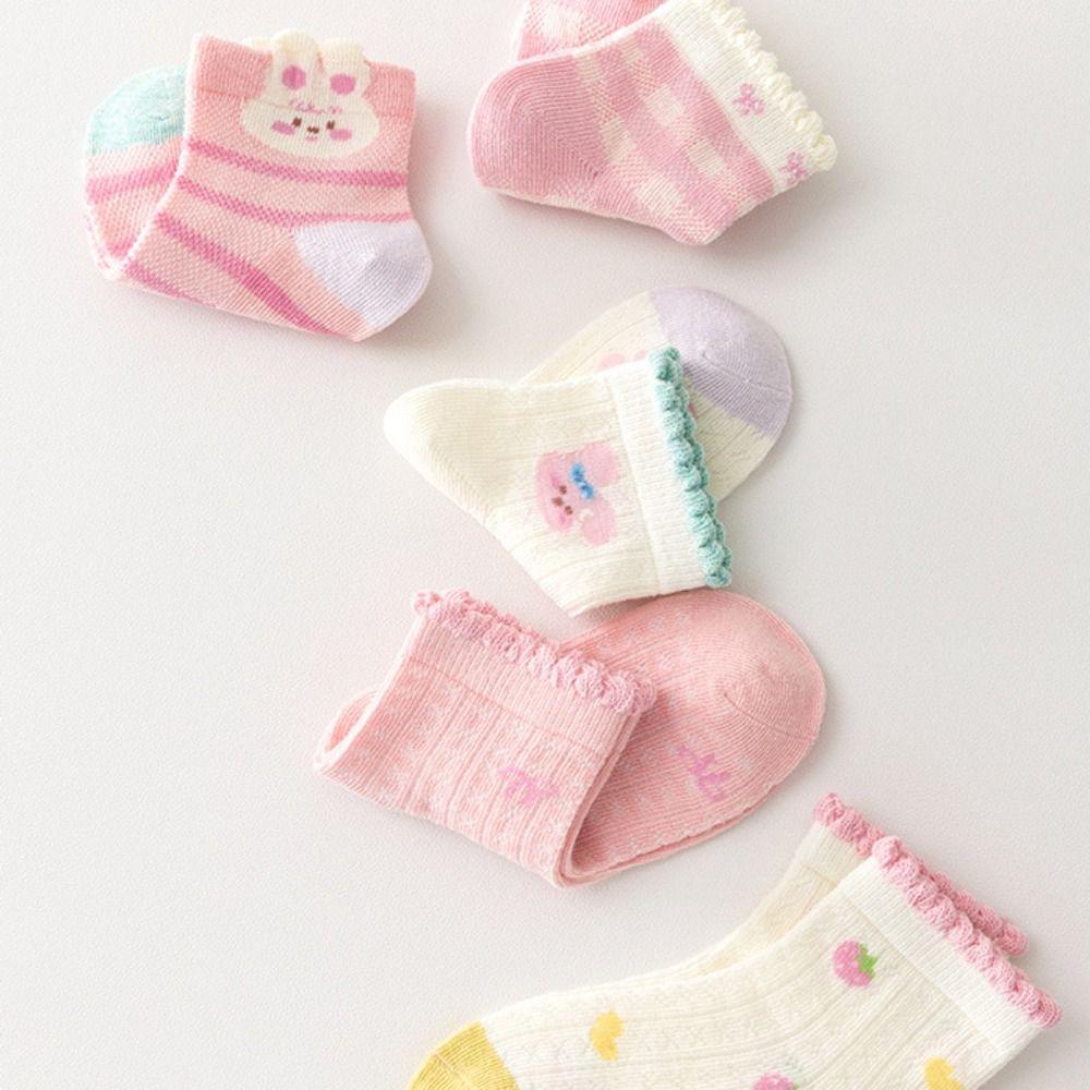 5Pairs Ruffle Baby Cotton Socks Autumn Spring Newborn Socks Toddle Short Tube Socks  Children