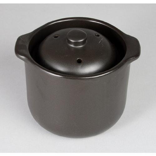 Sento Senga Pottery Microwave-Safe Rice Cooker, CeraCook (Double Lid), Black Glaze (1.5 Cups), 10-05