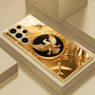 Electroplated Gold New Phone Case for Samsung Galaxy S26 Ultra S25 Plus S24 S23 S22 Fe Tempered Glass Artistic Texture Patterns
