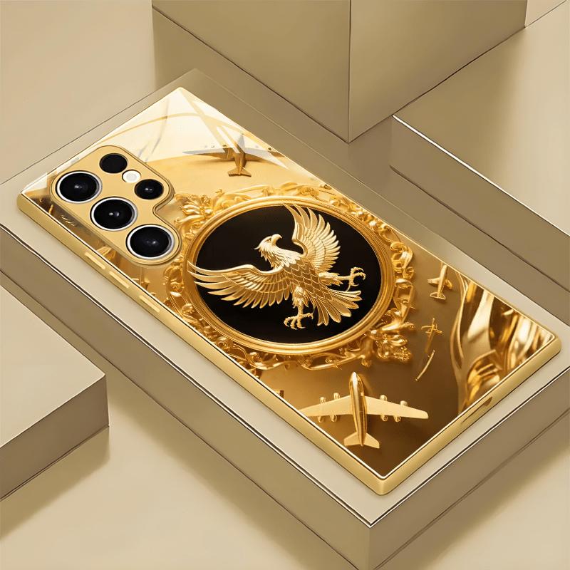 

Гальванизированный золотой новый чехол для телефона для Samsung Galaxy S26 Ultra S25 Plus S24 S23 S22 fe закаленное стекло Художественные текстурные узоры For Galaxy S26