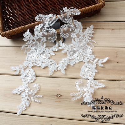 Lace Flower Lace Wedding Dress Head Jewelry Veil Handmade Diy Material Book White Sequin Applique Accessories