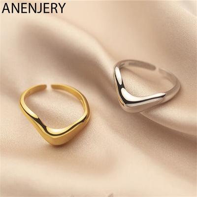 Irregular V-Shaped Lines Rings For Women Simple Temperament Adjustable Ring All-Match Jewelry