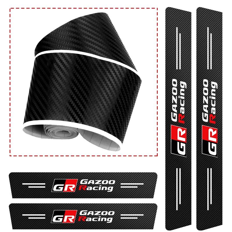 1/4/5Pcs Car Door Sill Scuff Plate Decor Carbon Fiber Stickers For S3 Gazoo Racing Avanza Alphard Scion Vellfire Hilux Aygo JH3