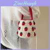 Cute Color Blocking Strawberry Pattern Women Knit Handbag For Casual Outings