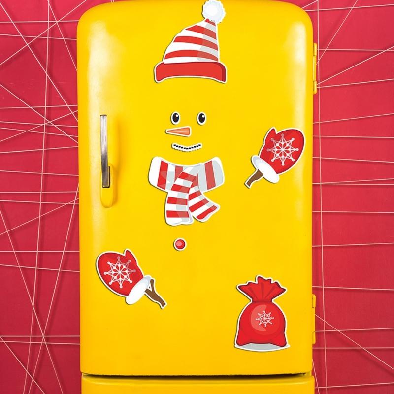 Christmas Cartoon Snowman Magnet Refrigerator Sticker Decal Xmas Ornament for Home KItchen Fridge Decorative Decal Gift