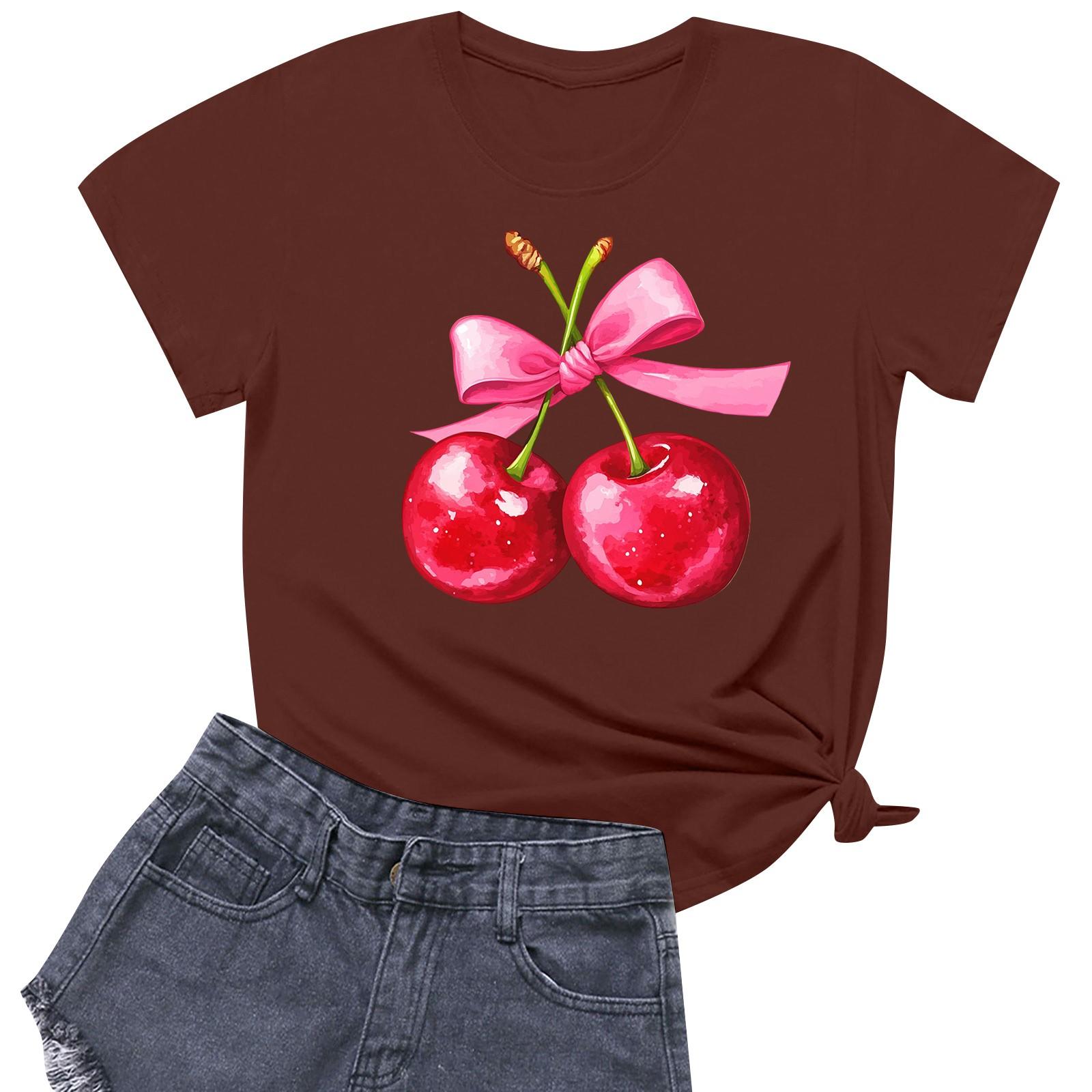 

Женская повседневная футболка с круглым вырезом и короткими рукавами с принтом XL винный