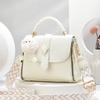 Simple Solid Color Lychee Texture Women Casual Shoulder Bag Pendant With