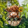 Acrylic Highland Cow with Sunflower Suncatcher Stained Glass Effect Window Hanging Ornament Farm Animal Lover Gifts