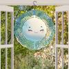 Metal Windmill Garden Decor with Mood Cloud Design Two Way Rotating Spiral Wind Chime Outdoor Hanging Art No Power Required Easy Install