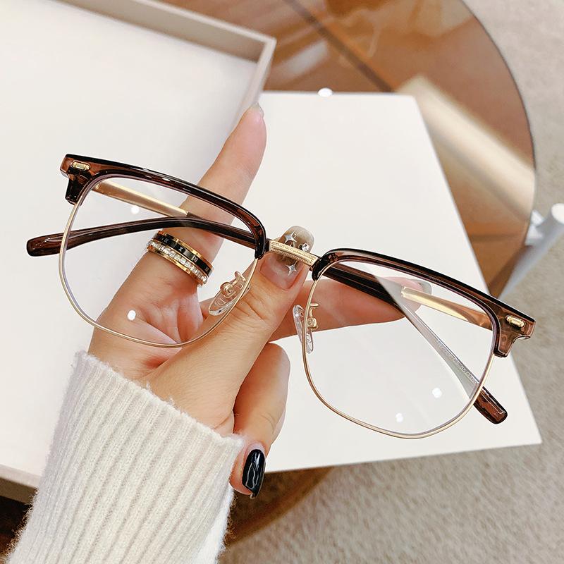 Tr2224 Eyebrow Half-Frame Glasses Men'S Models Can Be Equipped With Myopia Lenses Anti-Blue Light Literary Eye Frame Ruffian Handsome Tide