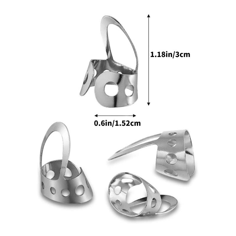 4Pcs Guitar Finger Picks Adjustable Guitar Plectrums Finger Pick for Bass Ukulele Metal Guitar Picks for Finger & Thumb