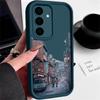 Cartoon City Pattern Silicone Soft Case for Samsung S25 S24 S22 Ultra Plus S23 S21 S20 Fe A55 A54 A53 A35 A15 A16 Solid Color Lens Protection Cover