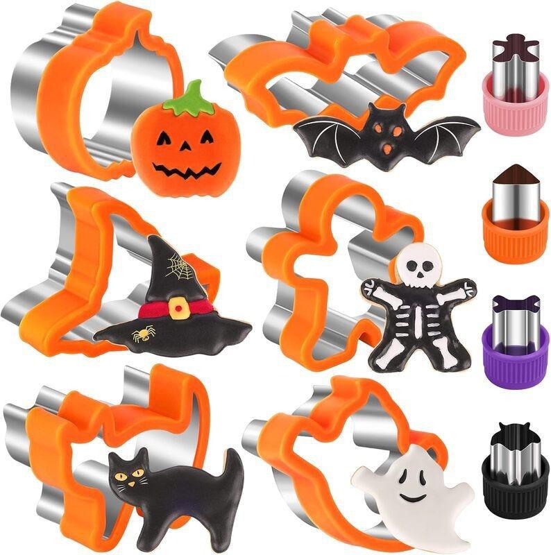 Halloween Cookie Cutters 10 Pcs 3D Sandwich Biscuit Molds for Frosting Baking Set