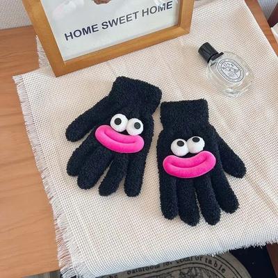 Cute Coral Fleece Gloves Candy Color Thick Warm Plush Gloves