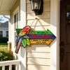 Willkommen im Paradies Schild Hawaiianischer Papagei Holzschild Hängend Sommer Hibiskus Tropisches Schild für Strand Poolparty Haustür Veranda Eingangsbereich Wanddekor
