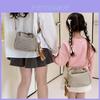 Simple Houndstooth Pattern Parent Child Shoulder Bag With Pendant For Kids Daily Use