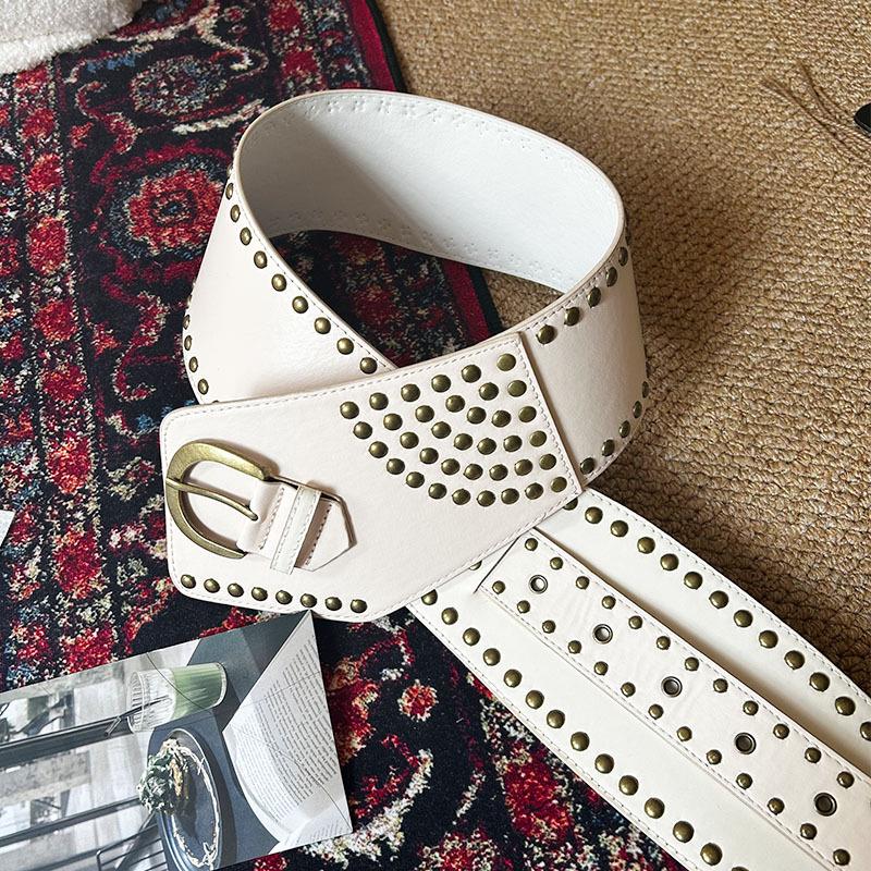 Women's Wide Retro Punk Style Belt: High-End, Fashionable, Versatile, Decorative Accessory for Trendy Skirt Pairing.