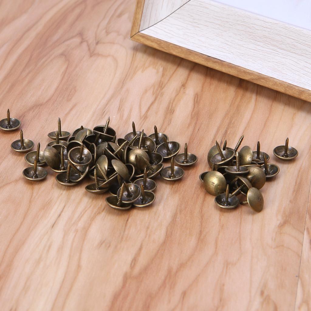 100 Pcs Furniture Upholstery Nail Antique Bronze Decorative Tacks Round for Head Pushpin for Sofa Home DIY Decor Hardwar
