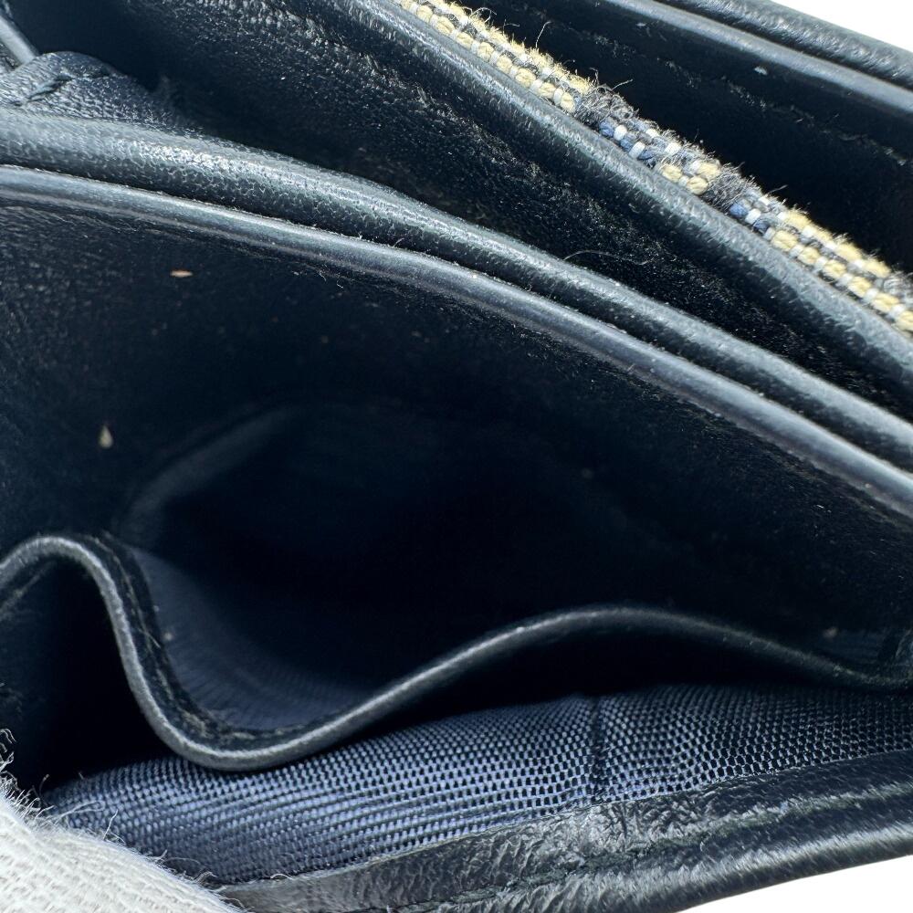 Dior compact Oblique canvas Montagne 30 Tri-fold wallet Navy canvas Women Used