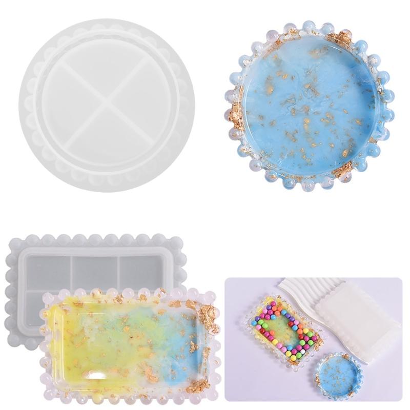 Bead Dish Silicone Mold Epoxy Dish Coaster Mold Pallet Resin Casting Mold Suitable for Diy Storage Box Fruit Plate Mat