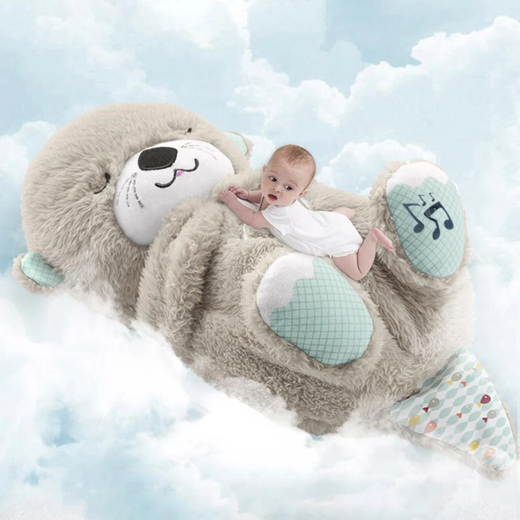 Atmender Otter, Schlaf- und Spielkamerad, Otter, musikalisches Plüschtier für Babys mit Licht und Ton, sensorisches und bequemes Geschenk für Neugeborene