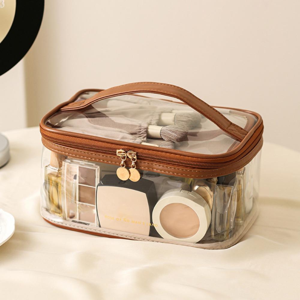 Transparent PU Cosmetic Bag Toiletry Bag Makeup Bag Practical Cosmetics and Jewelry Bag  Studio