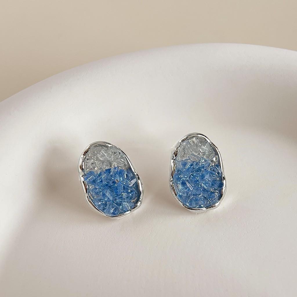 Farbverlaufskristall-Blumenohrringe, Ohrringe im süßen Waldstil, leichter Luxus, hochwertige und elegante Ohrringe für Frauen