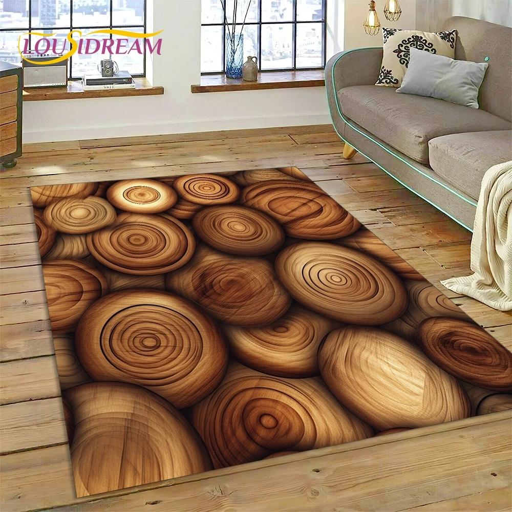 Color 3D Wood Grain Lines Rug Carpet for Living Room Bedroom Home Decor,Floor Mat Non-slip Decoration for Sofa Doormat Kid Gift