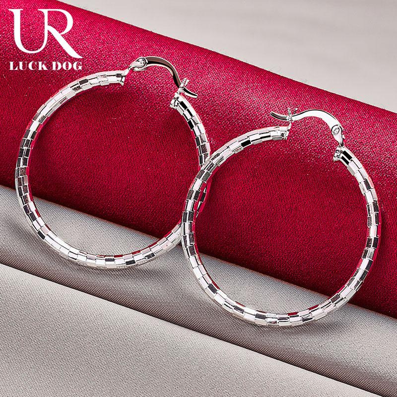 Boucles d'oreilles percées rondes en argent sterling 925 Bijoux de mariage à la mode
