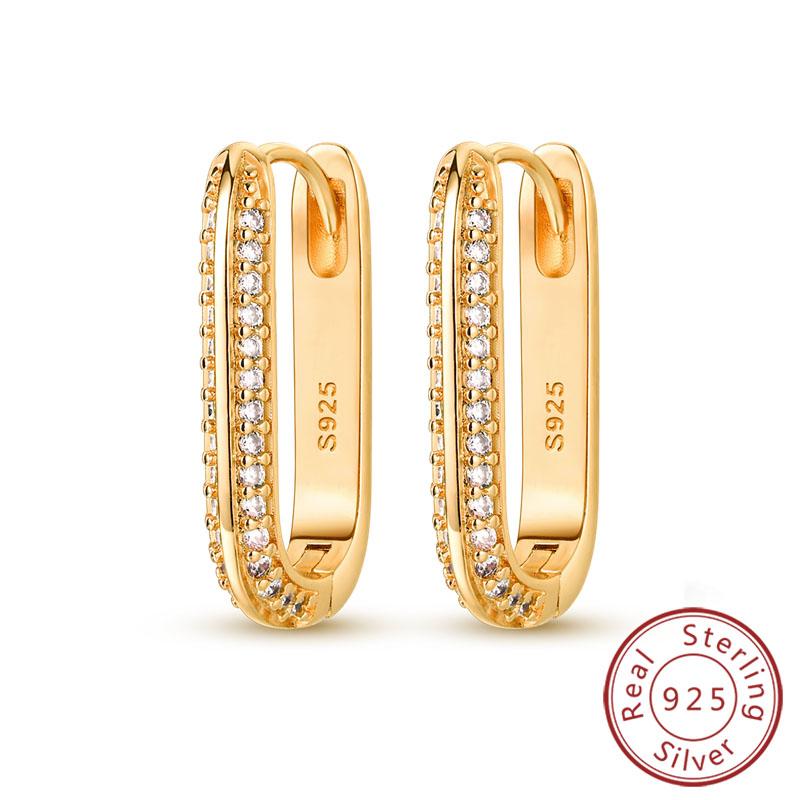 Earrings Original 925 Silver Stud Drop Hoop Earrings Rose Gold for Women Girls Party Wedding Birthday Jewelry Gift