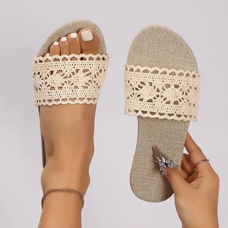 Fashion Fashion 2025 Basic Open Toe Women's Slippers Summer New Outdoor Daily Plus Size Light Soft Bottom Concise Flat Slippers Zapatos