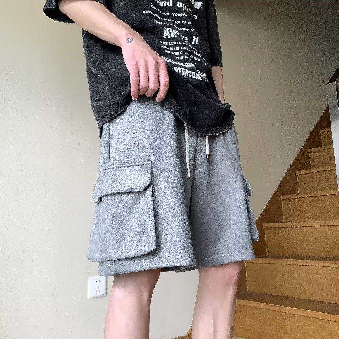 

JYL Мужские замшевые шорты-карго Летние тонкие прямые пятидюймовые брюки Модные повседневные джинсовые XXXL античный рубиновый