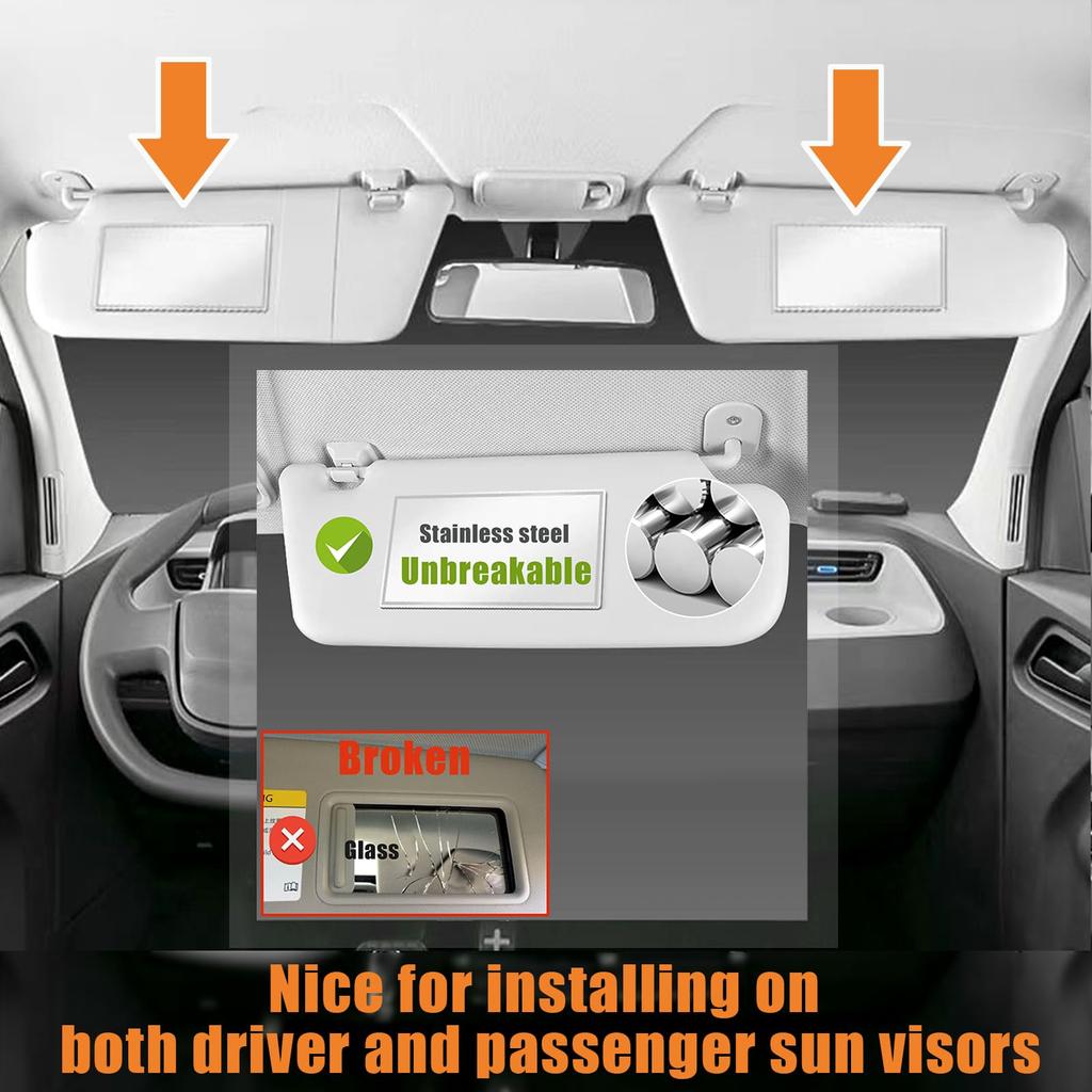 Car Visor HD Vanity Portable Seat Back Stainless Steel Universal Car Interior Vanity Mirror Mirror, Self-Adhesive Mirror,