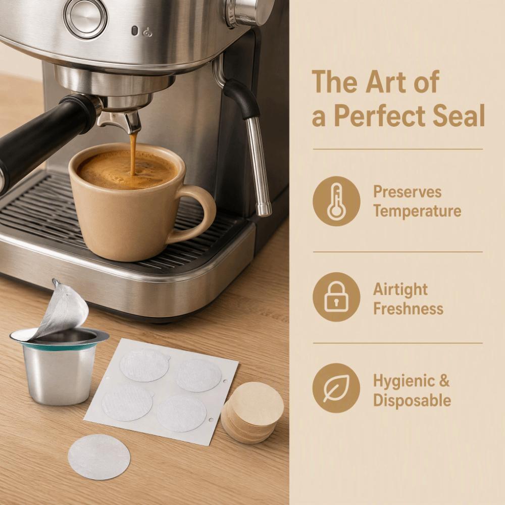 Round Shape Coffee Pod Seals Disposable Design Disposable Pod Stickers Coffee Machine Use