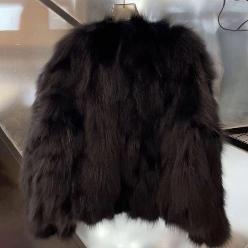 2024 Women Winter Fashion New Faux Fox Fur Coat Metal Button Thickened Warm Tops