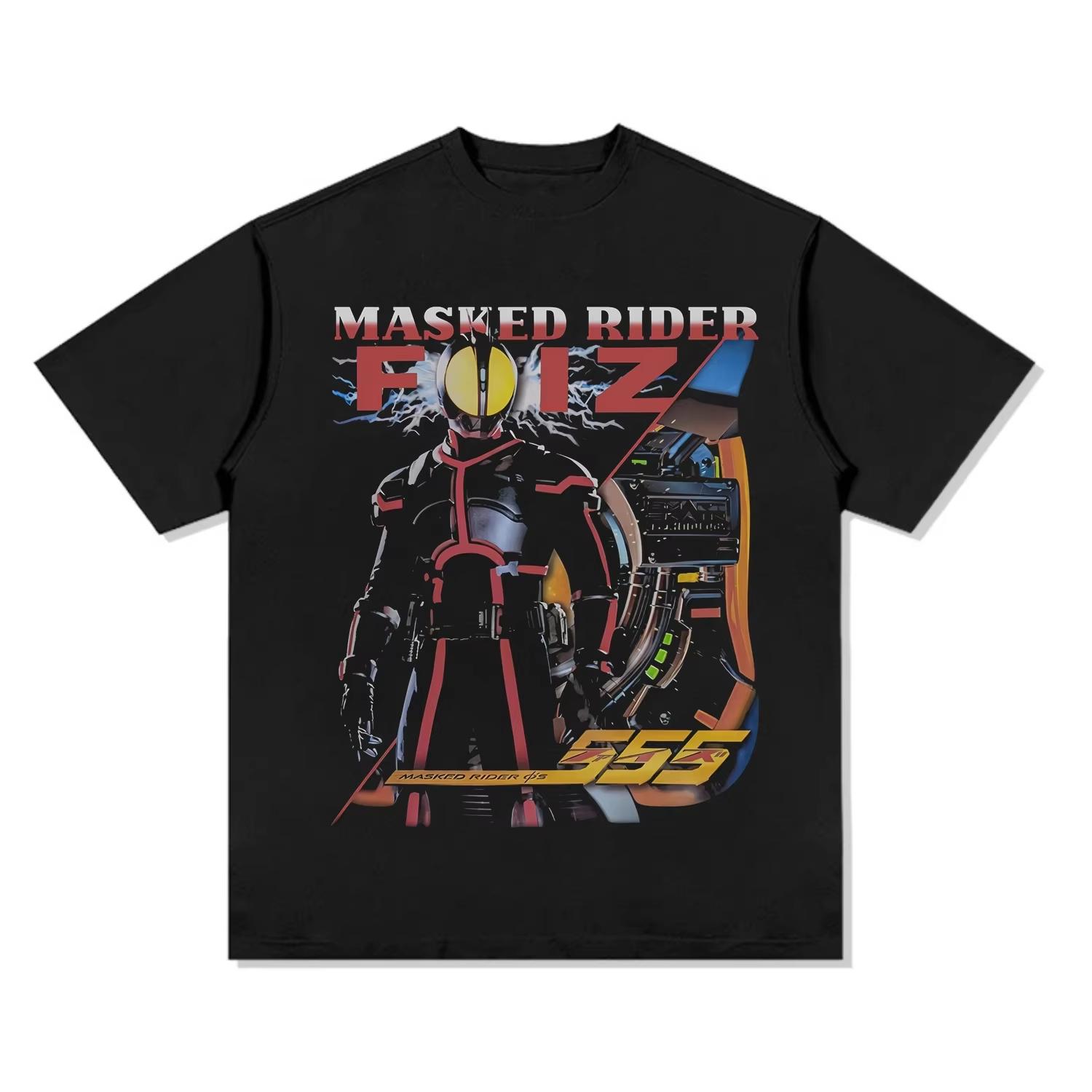 

New Arrival Japanese Animationr Kamen Rider Cotton T-shirt Vintage Print Tees Summer Kids and Adults Short-sleeved Top S