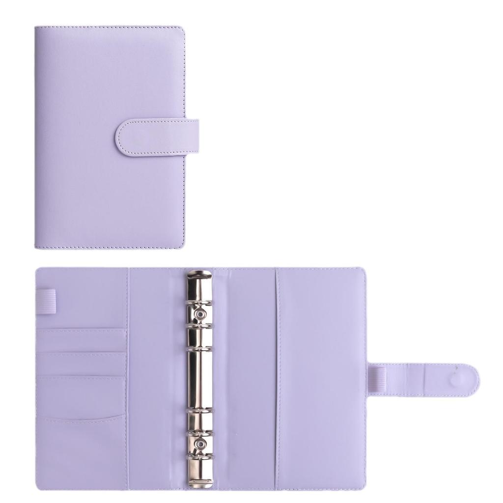 A6 Macaron PU Leather Zipper Budget Notebook with Detachable Loose-Leaf Pages