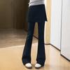 Women's Fleece-Lined High-Waist Micro Flare Patchwork Pants