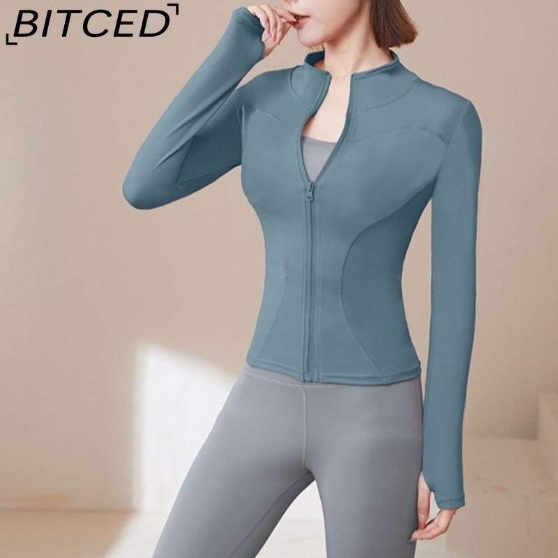 BITCED Summer Sun Protection Quick-Dry Sports Jacket Stand-Up Collar Stretch Slim-Fit Running & Fitness Top