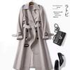 Women's Long Trench Coat Autumn Spring Korean Style Petite British Style Over Knee Dress Coat Jacket
