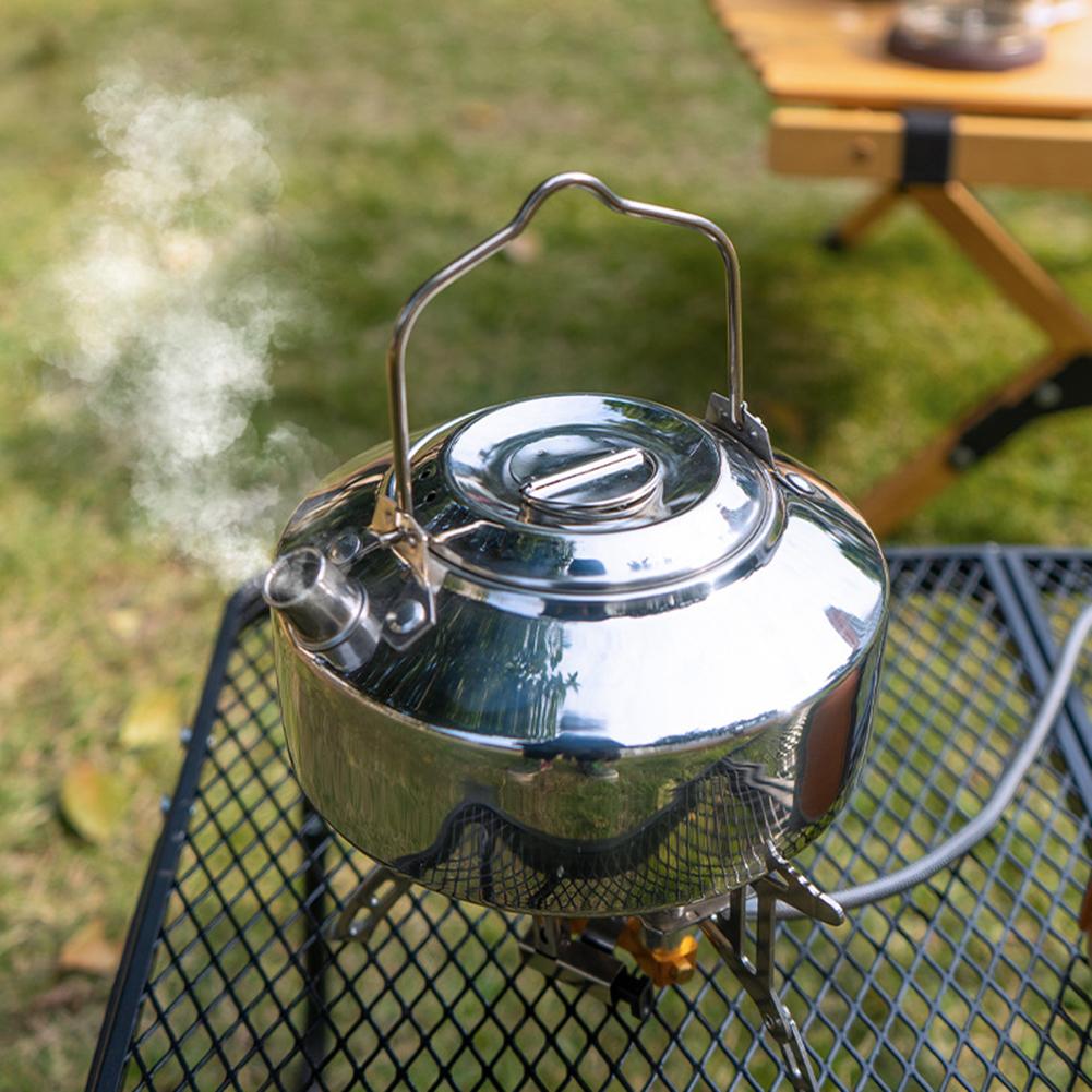 Portable Tea Coffee Pot 1L Mini Camping Teapot Stainless Steel Boil Water Kettle Lightweight Backpacking Hiking Cookware